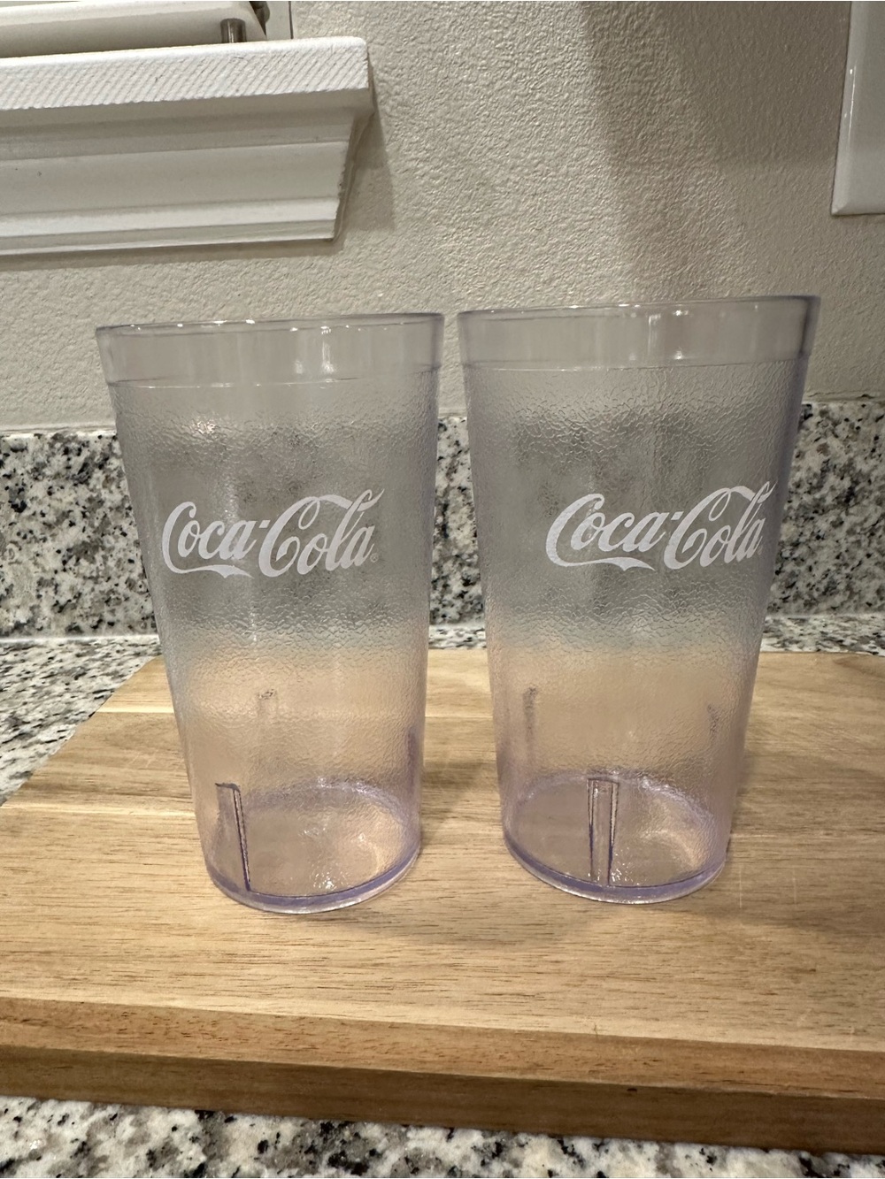 Coca Cola Set of 2 Clear Plastic Beverage Tumblers